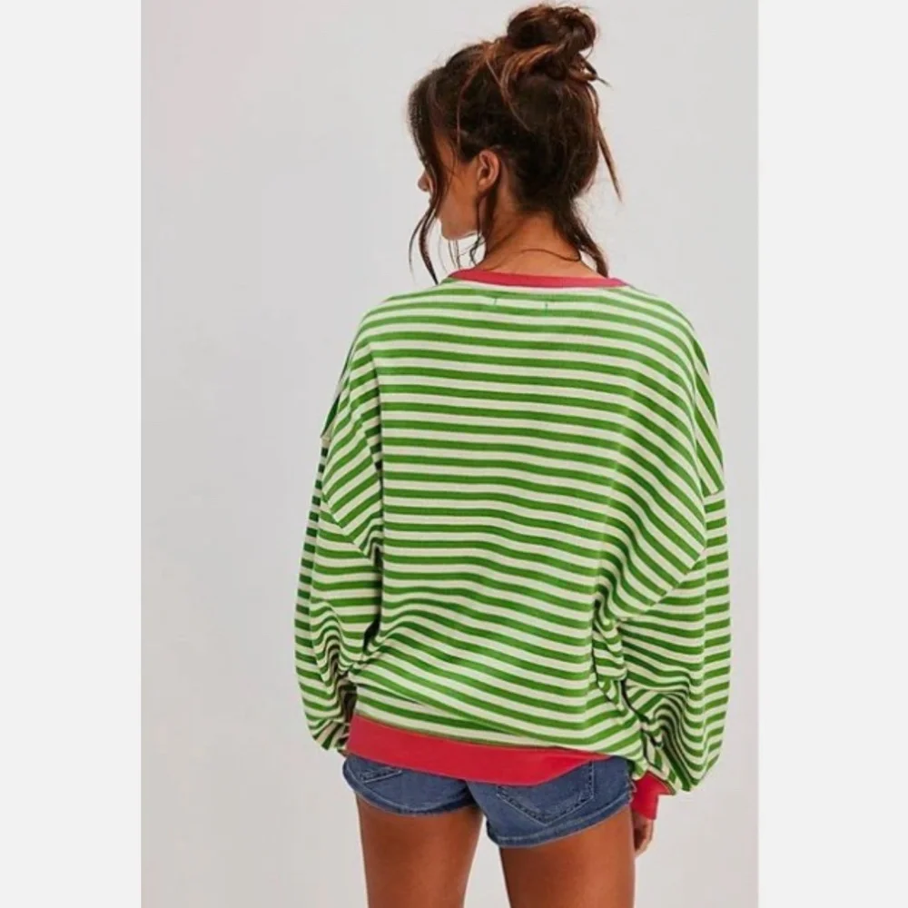 NWT Free People We The Free Classic Striped Oversized Crewneck - Picture 2 of 12